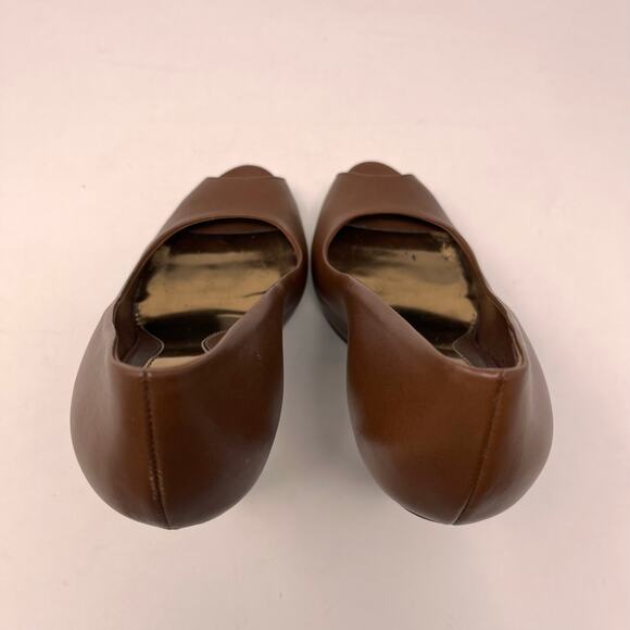 Gucci Womens 36 Chocolate Brown Leather Sofia Platform Stiletto Peep Toe Heels - Picture 6 of 16